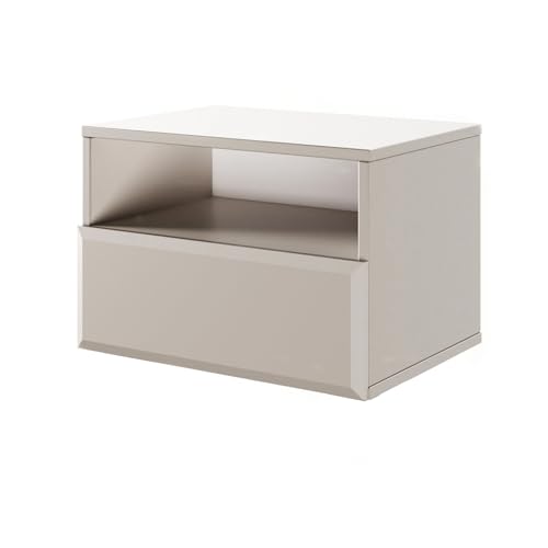 Selsey Hängender Nachttisch Chocolated, Sandbeige Schlafzimmermöbel, Geräuschlose Schublade mit Push,to,Open, Hochwertige Laminierte Spanplatte & MDF,Fronten, Moderne Wandmontage, 54x36x39 cm von Selsey