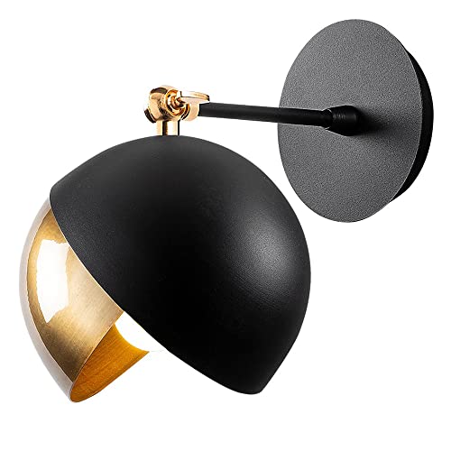 Selsey Hortensis - Wandlampe in Schwarz / Gold aus Metall, 1-flammig, 25 cm hoch Selsey Hortensis - Wandlampe in Schwarz / Gold aus Metall, 1-flammig, 25 cm hoch von Selsey
