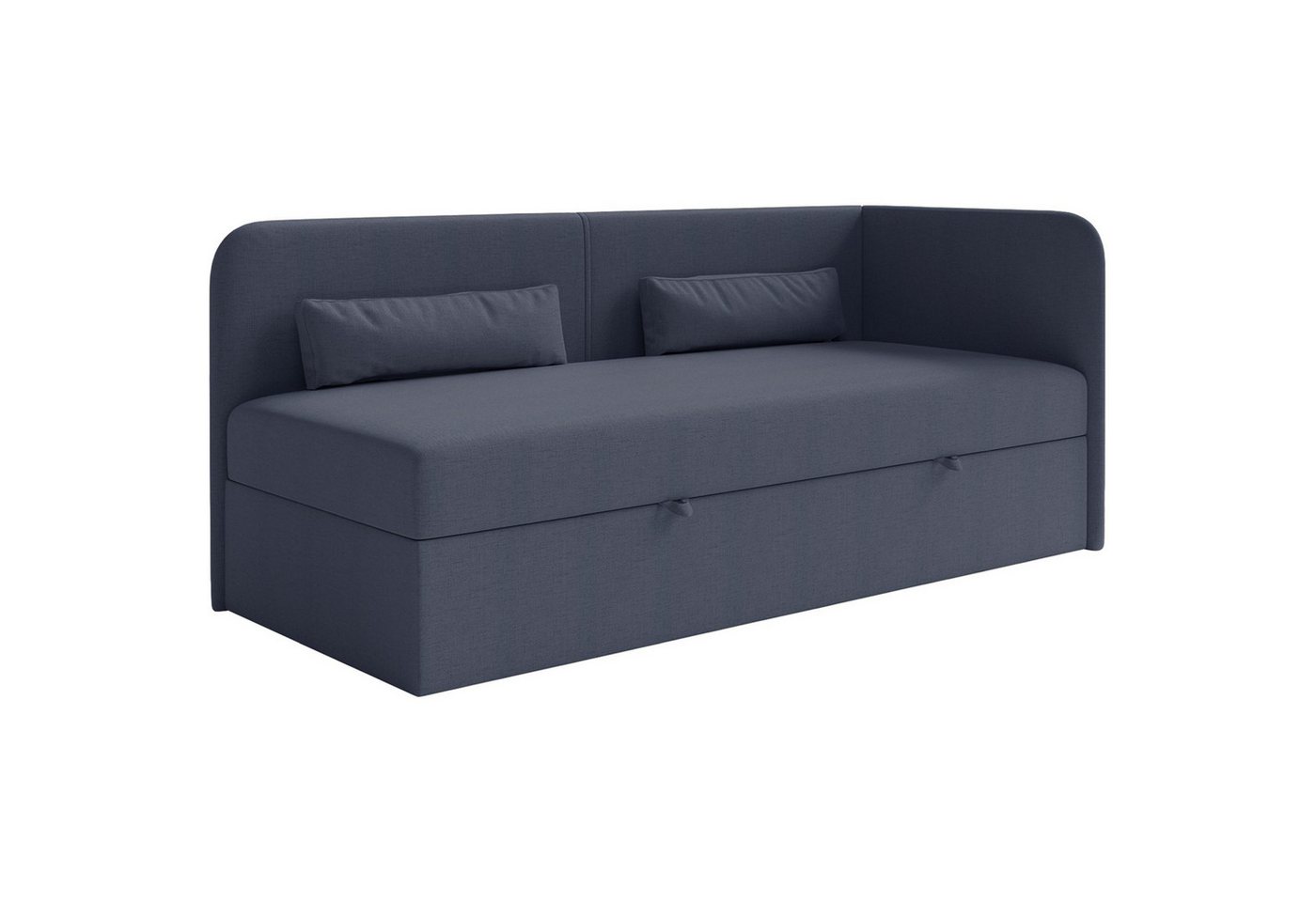Selsey Jugendbett CALMMO, gepolstertes Einzelbett mit Kopfteil, Matratze, Stauraum, 90x200 cm von Selsey