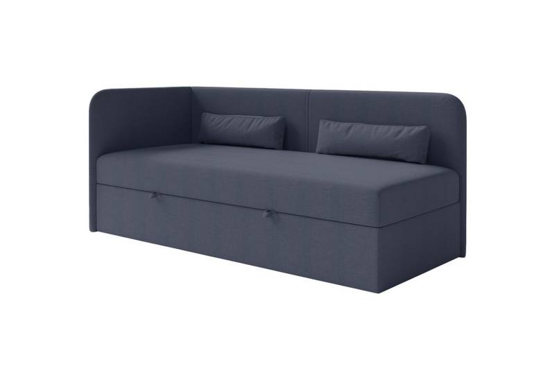 Selsey Jugendbett CALMMO, gepolstertes Einzelbett mit Kopfteil, Matratze, Stauraum, 90x200 cm von Selsey