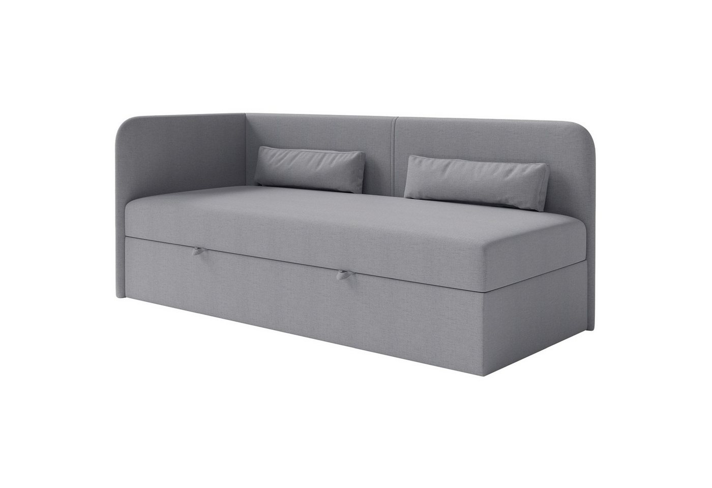 Selsey Jugendbett CALMMO, gepolstertes Einzelbett mit Kopfteil, Matratze, Stauraum, 90x200 cm von Selsey
