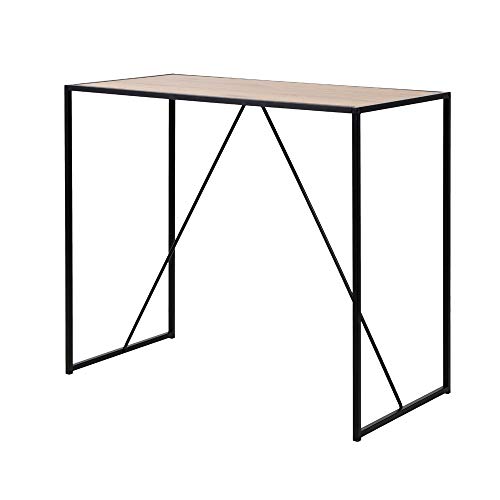 Selsey KRAPINA - Stehtisch/Bartisch im Loft-Style - schwarzes Metallgestell - Tischplatte 120 x 60 cm - Höhe 105 cm (Holzoptik Eichefarben) von Selsey