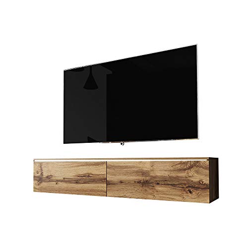 Selsey Kane – TV-Lowboard TV-Schrank hängend/stehend 140 cm (Wotan Eiche mit LED) von Selsey