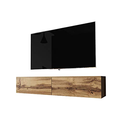 Selsey Kane – TV-Lowboard Fernsehschrank hängend 140 cm (Wotan Eiche, ohne LED) von Selsey