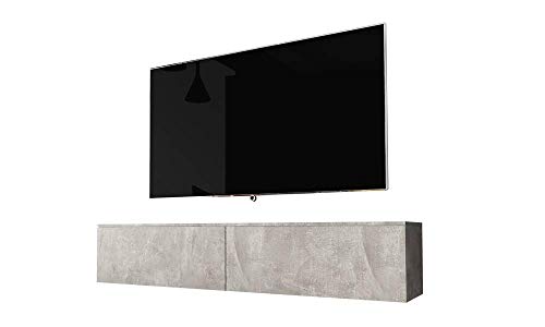 Selsey Kane – TV-Lowboard hängend/stehend 180 cm (Beton-Optik mit LED) von Selsey