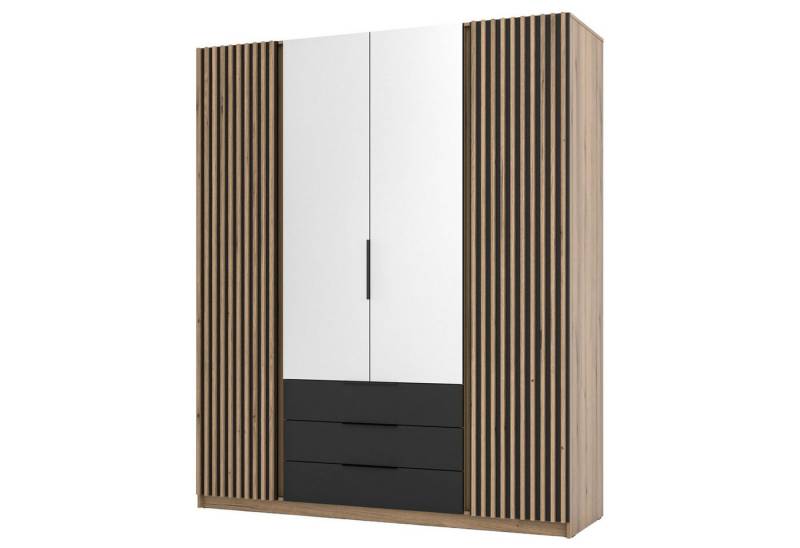 Selsey Kleiderschrank KAJA 4-türig mit Soft-Close, Kleiderstange und 11 Regalfächern, 200 cm von Selsey