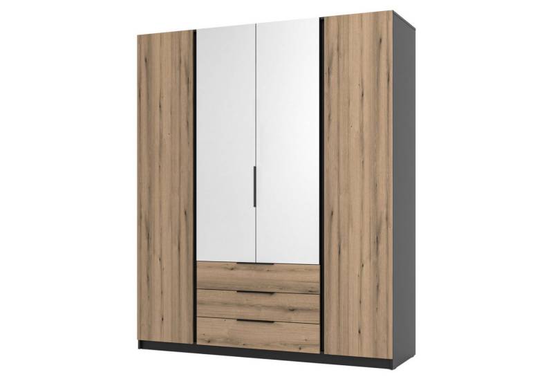 Selsey Kleiderschrank KAJA 4-türig mit Soft-Close, Kleiderstange und 11 Regalfächern, 200 cm von Selsey