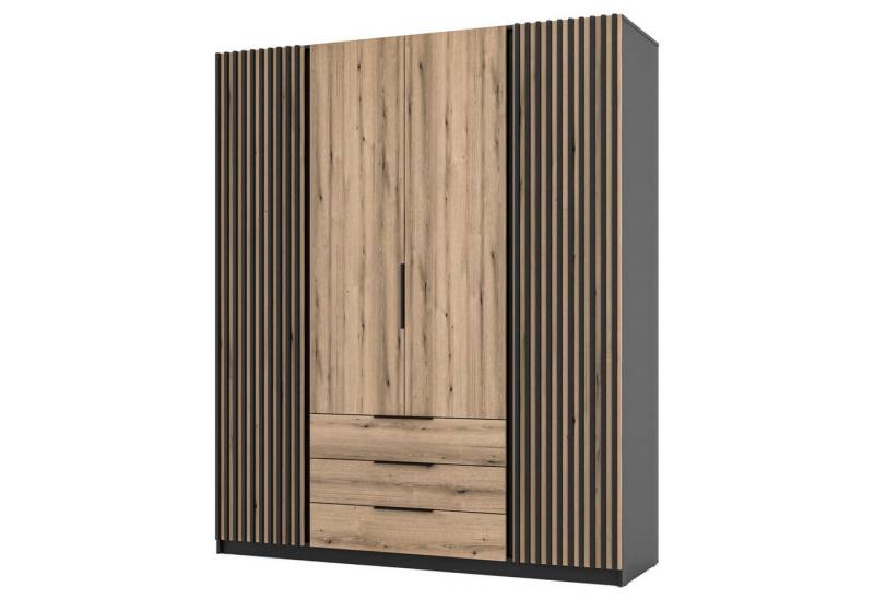 Selsey Kleiderschrank KAJA 4-türig mit Soft-Close, Kleiderstange und 11 Regalfächern, 200 cm von Selsey