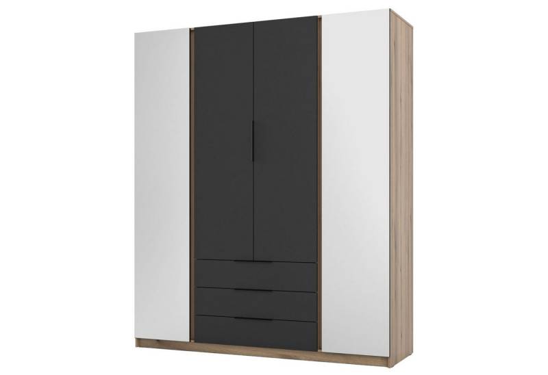 Selsey Kleiderschrank KAJA 4-türig mit Soft-Close, Kleiderstange und 11 Regalfächern, 200 cm von Selsey