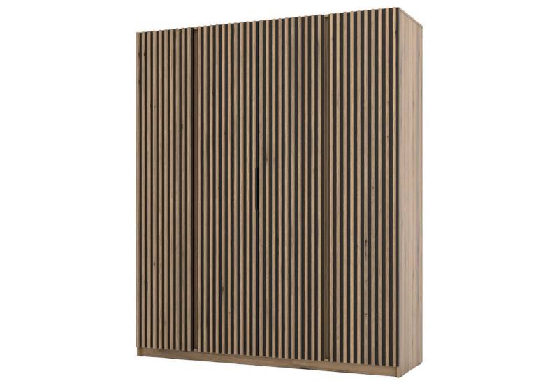 Selsey Kleiderschrank KAJA 4-türig mit Soft-Close, Kleiderstange und 11 Regalfächern, 200 cm von Selsey