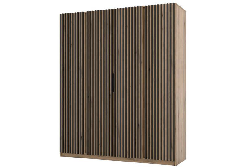 Selsey Kleiderschrank KAJA 4-türig mit Soft-Close, Kleiderstange und 11 Regalfächern, 200 cm von Selsey