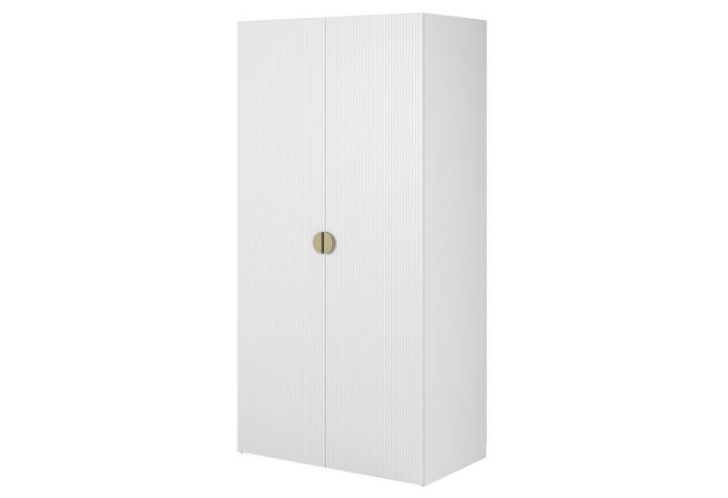Selsey Kleiderschrank MOONIR mit geriffelten Fronten, Kleiderstange und Regalen von Selsey