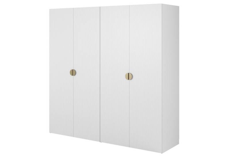 Selsey Kleiderschrank MOONIR mit geriffelten Fronten, Kleiderstange und Regalen von Selsey