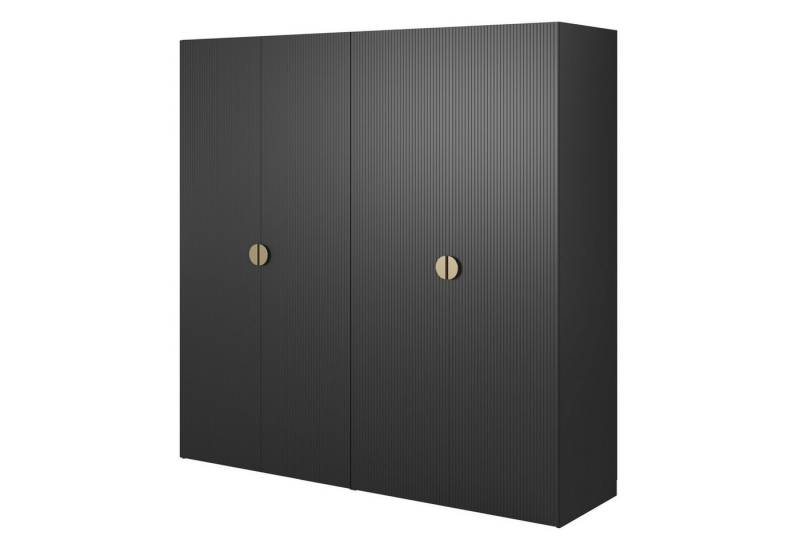 Selsey Kleiderschrank MOONIR mit geriffelten Fronten, Kleiderstange und Regalen von Selsey