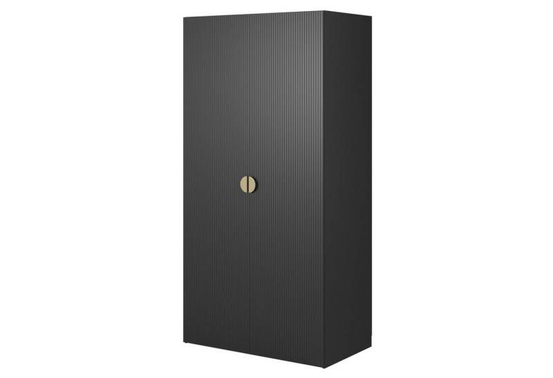 Selsey Kleiderschrank MOONIR mit geriffelten Fronten, Kleiderstange und Regalen von Selsey