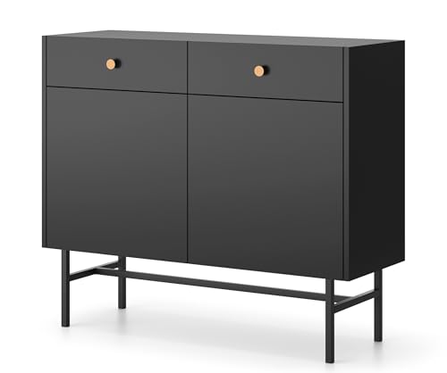 Selsey Kommode Aufbewahrungsschrank 2 Türen 2 Schubladen 104 cm Schrank Schubladenschrank Schwarze Metallbeine Pulverbeschichtet Schwarz Divenos Selsey Kommode Aufbewahrungsschrank 2 Türen 2 Schubladen 104 cm Schrank Schubladenschrank Schwarze Metallbeine Pulverbeschichtet Schwarz Divenos von Selsey