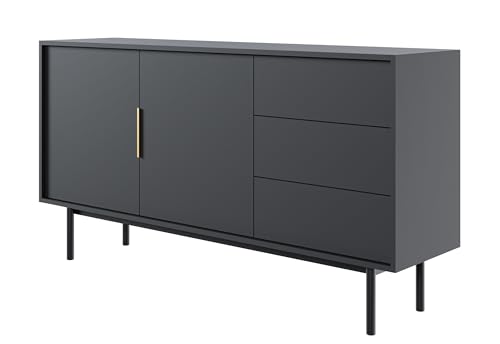 Selsey Kommode Aufbewahrungsschrank 2 Türen 3 Schubladen Schrank Schubladenschrank Push to Open Soft Close 154 cm Viviaro Schwarz Selsey Kommode Aufbewahrungsschrank 2 Türen 3 Schubladen Schrank Schubladenschrank Push to Open Soft Close 154 cm Viviaro Schwarz von Selsey