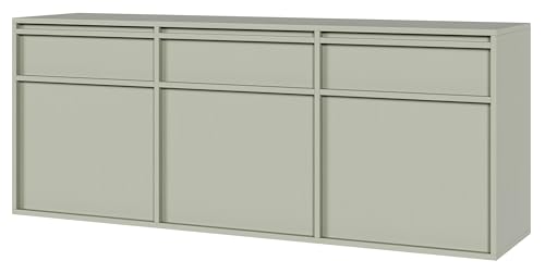 Selsey Kommode Aufbewahrungsschrank 3 Türen 3 Schubladen Schrank Schubladenschrank Push to Open Hängend 154 cm Evo Salbeigrün Selsey Kommode Aufbewahrungsschrank 3 Türen 3 Schubladen Schrank Schubladenschrank Push to Open Hängend 154 cm Evo Salbeigrün von Selsey