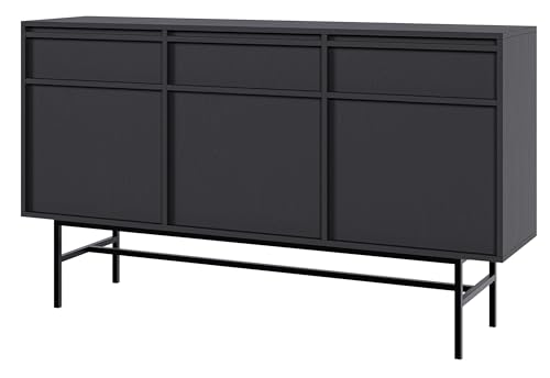 Selsey Kommode Aufbewahrungsschrank 3 Türen 3 Schubladen Schrank Schubladenschrank Push to Open Stehend 154 cm Evo Schwarz Selsey Kommode Aufbewahrungsschrank 3 Türen 3 Schubladen Schrank Schubladenschrank Push to Open Stehend 154 cm Evo Schwarz von Selsey