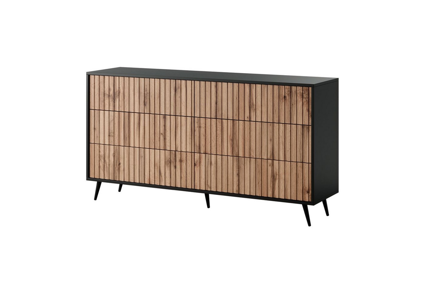 Selsey Kommode BELLO, Kommode mit Lamellenfront & Metallbeinen, mattes Design Selsey Kommode BELLO, Kommode mit Lamellenfront & Metallbeinen, mattes Design von Selsey
