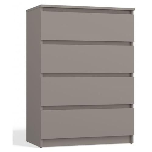 Selsey Kommode Malwa 109,5 x 70 x 40 cm - Vier Geräumige Schubladen - Grifflose Front - Robuste Laminierte Spanplatte 16 mm - Graues Design - Ideal für Schlafzimmer von Selsey
