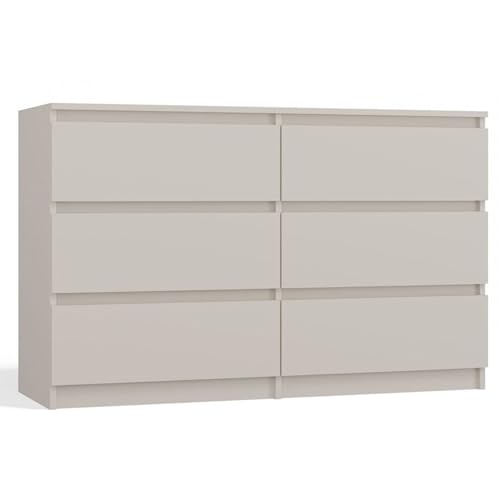 Selsey Kommode Malwa 75 x 120 x 30 cm - Sechs Geräumige Schubladen - Grifflose Front - Robuste Laminierte Spanplatte 16 mm - Kaschmir Design - Ideal für Schlafzimmer von Selsey