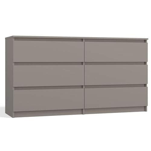 Selsey Kommode Malwa 75 x 138 x 40 cm - Sechs Geräumige Schubladen - Grifflose Front - Robuste Laminierte Spanplatte 16 mm - Graues Design - Ideal für Schlafzimmer Selsey Kommode Malwa 75 x 138 x 40 cm - Sechs Geräumige Schubladen - Grifflose Front - Robuste Laminierte Spanplatte 16 mm - Graues Design - Ideal für Schlafzimmer von Selsey