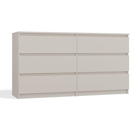 Selsey Kommode Malwa 75 x 138 x 40 cm - Sechs Geräumige Schubladen - Grifflose Front - Robuste Laminierte Spanplatte 16 mm - Kaschmir Design - Ideal für Schlafzimmer Selsey Kommode Malwa 75 x 138 x 40 cm - Sechs Geräumige Schubladen - Grifflose Front - Robuste Laminierte Spanplatte 16 mm - Kaschmir Design - Ideal für Schlafzimmer von Selsey