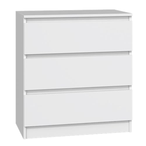 Selsey Kommode Malwa 75 x 70 x 40 cm - DREI Geräumige Schubladen - Grifflose Front - Robuste Laminierte Spanplatte 16 mm - Weißes Design - Ideal für Schlafzimmer Selsey Kommode Malwa 75 x 70 x 40 cm - DREI Geräumige Schubladen - Grifflose Front - Robuste Laminierte Spanplatte 16 mm - Weißes Design - Ideal für Schlafzimmer von Selsey