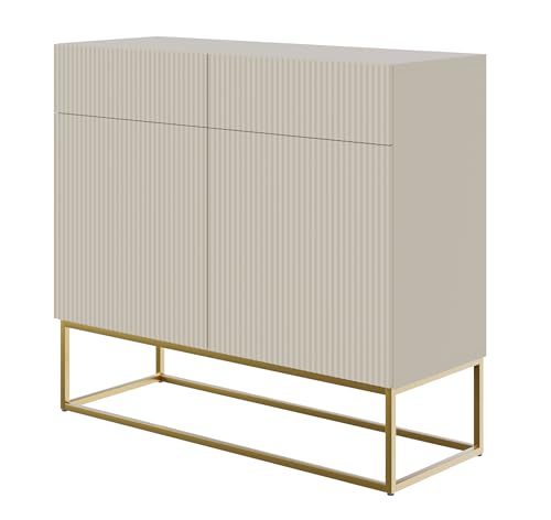 Selsey Kommode Schrank Aufbewahrungsschrank 100 cm Mit 2 Schubladen Und 2 Türen Graubeige Goldene Beine Veldio Selsey Kommode Schrank Aufbewahrungsschrank 100 cm Mit 2 Schubladen Und 2 Türen Graubeige Goldene Beine Veldio von Selsey
