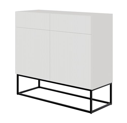 Selsey Kommode Schrank Aufbewahrungsschrank 100 cm Mit 2 Schubladen Und 2 Türen Weiß Schwarze Beine Veldio Selsey Kommode Schrank Aufbewahrungsschrank 100 cm Mit 2 Schubladen Und 2 Türen Weiß Schwarze Beine Veldio von Selsey