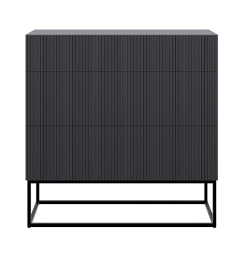 Selsey Kommode Schrank Aufbewahrungsschrank 90 cm Mit 3 Schubladen Schwarz Schwarze Beine Veldio von Selsey