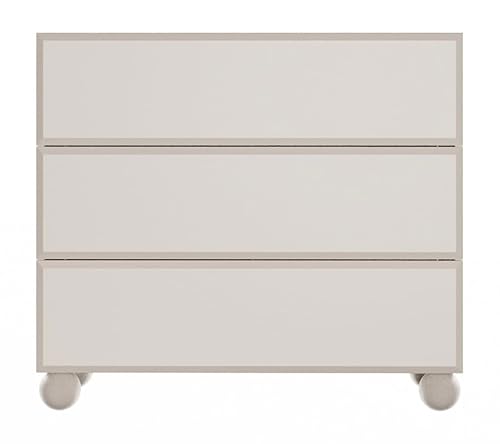 Selsey Kommode Weiß Sandbeige - 100 cm Breit 3 Schubladen - Push-to-Open System - Laminierte Spanplatte mit PVC-Kanten - Kugelförmige Holzfüße - Schlafzimmer Kommode - Modernes Design Selsey Kommode Weiß Sandbeige - 100 cm Breit 3 Schubladen - Push-to-Open System - Laminierte Spanplatte mit PVC-Kanten - Kugelförmige Holzfüße - Schlafzimmer Kommode - Modernes Design von Selsey