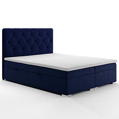 Selsey LUBEKKA - Boxspringbett Doppelbett mit Bonellfederkernmatratze Topper Bettkästen und Stoffbezug in Nachtblau, 160x200 cm Selsey LUBEKKA - Boxspringbett Doppelbett mit Bonellfederkernmatratze Topper Bettkästen und Stoffbezug in Nachtblau, 160x200 cm von Selsey