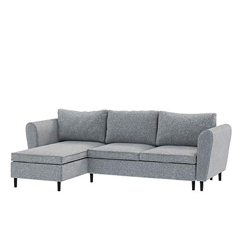 Selsey MERITH - Ecksofa/Couch mit Schlaffunktion, Melange-Stoffbezug wasserbeständig, inklusive Bettkasten, 248 cm breit (Melange Grau) von Selsey