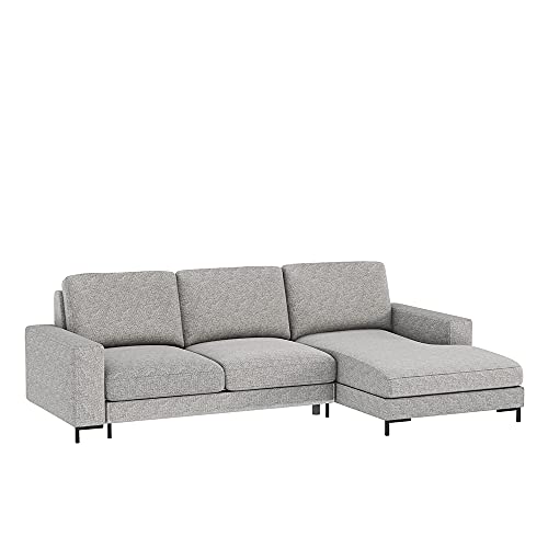 Selsey Mokpeo - Ecksofa in Hellgrau mit Schlaffunktion, Bettkasten und Easyclean-Stoffbezug, 244 cm breit (Ottomane rechts) von Selsey