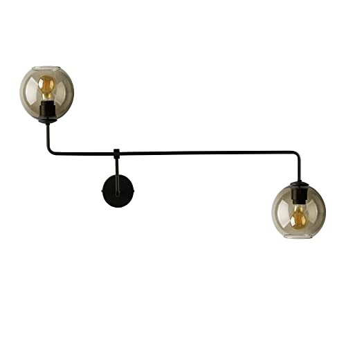 Selsey Monaco - Wandlampe mit Rauchglaskugeln und Stahlrahmen, 2-flammig, 40 x 98 cm von Selsey