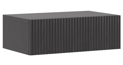 Selsey Nachttisch Beistellschrank Beistelltisch Nachtschrank 50 cm Hängend mit Schublade Portland Esche Schwarz Gefräste Fronten Nolie von Selsey