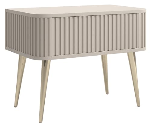 Selsey Nachttisch Beistellschrank Beistelltisch Nachtschrank 63 cm Schublade Gerillt Push to Open Soft Close Goldene Beine Graubeige Ovarlo Selsey Nachttisch Beistellschrank Beistelltisch Nachtschrank 63 cm Schublade Gerillt Push to Open Soft Close Goldene Beine Graubeige Ovarlo von Selsey