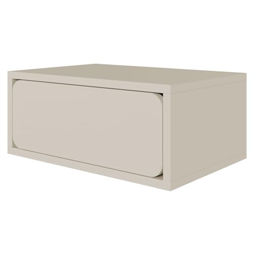 Selsey Nachttisch Beistellschrank Beistelltisch Nachtschrank Hängend Mit Schublade Push to Open Kugelauszüge Graubeige Wuwu von Selsey