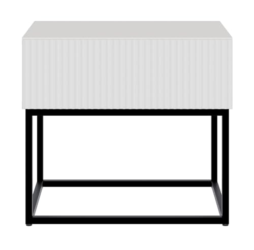 Selsey Nachttisch Beistellschrank Beistelltisch Nachtschrank Mit Schublade Graubeige Schwarze Beine Veldio von Selsey