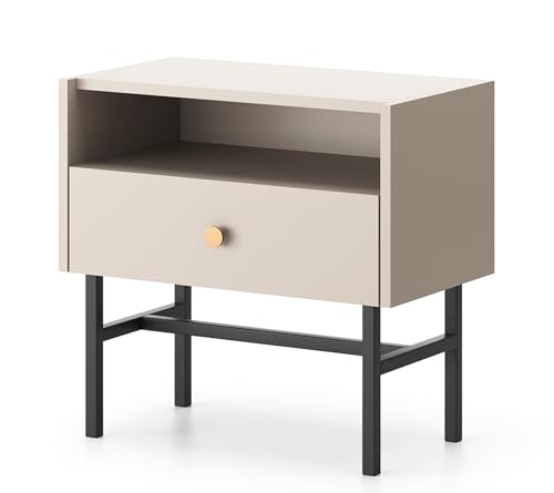 Selsey Nachttisch Beistellschrank Beistelltisch Nachtschrank Mit Schublade Und Fach Kugelauszüge Metallbeine Pulverbeschichtet Graubeige Divenos Selsey Nachttisch Beistellschrank Beistelltisch Nachtschrank Mit Schublade Und Fach Kugelauszüge Metallbeine Pulverbeschichtet Graubeige Divenos von Selsey