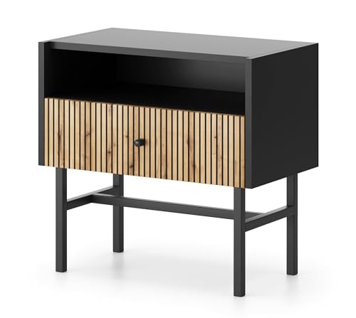 Selsey Nachttisch Beistellschrank Beistelltisch Nachtschrank Mit Schublade Und Fach Kugelauszüge Mit Lamellen Metallbeine Pulverbeschichtet Eiche Schwarz Divenos Selsey Nachttisch Beistellschrank Beistelltisch Nachtschrank Mit Schublade Und Fach Kugelauszüge Mit Lamellen Metallbeine Pulverbeschichtet Eiche Schwarz Divenos von Selsey