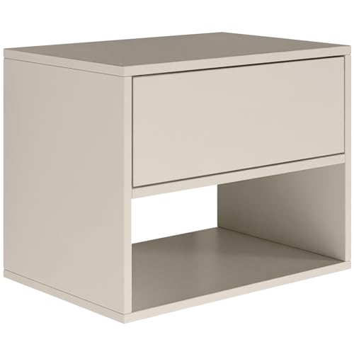 Selsey Nachttisch Hängend Schwebender Kaschmir Farbe 50B x 36T x 40H cm Nachtschrank mit Schublade in Minimalistischer - Push-to-Open - Skandinavischen Platzsparend Wandmontage Framme von Selsey