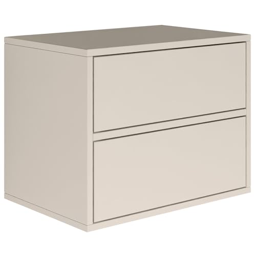 Selsey Nachttisch Hängend Schwebender Kaschmir Farbe 50B x 36T x 40H cm Nachtschrank mit Zwei Schublade in Minimalistischer - Push-to-Open - Skandinavischen Platzsparend Wandmontage Framme Selsey Nachttisch Hängend Schwebender Kaschmir Farbe 50B x 36T x 40H cm Nachtschrank mit Zwei Schublade in Minimalistischer - Push-to-Open - Skandinavischen Platzsparend Wandmontage Framme von Selsey