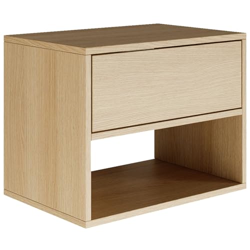 Selsey Nachttisch Hängend Schwebender Lindberg-Eiche Farbe 50B x 36T x 40H cm Nachtschrank mit Schublade in Minimalistischer - Push-to-Open - Skandinavischen Platzsparend Wandmontage Framme Selsey Nachttisch Hängend Schwebender Lindberg-Eiche Farbe 50B x 36T x 40H cm Nachtschrank mit Schublade in Minimalistischer - Push-to-Open - Skandinavischen Platzsparend Wandmontage Framme von Selsey