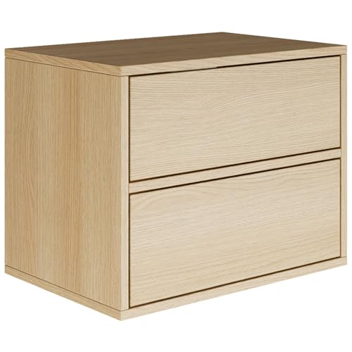 Selsey Nachttisch Hängend Schwebender Lindberg-Eiche Farbe 50B x 36T x 40H cm Nachtschrank mit Zwei Schublade in Minimalistischer - Push-to-Open- Skandinavischen Framme Platzsparend Wandmontage Selsey Nachttisch Hängend Schwebender Lindberg-Eiche Farbe 50B x 36T x 40H cm Nachtschrank mit Zwei Schublade in Minimalistischer - Push-to-Open- Skandinavischen Framme Platzsparend Wandmontage von Selsey