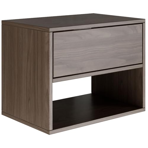 Selsey Nachttisch Hängend Schwebender Wisconsin-Walnuss Farbe 50B x 36T x 40H cm Nachtschrank mit Schublade in Minimalistischer - Push-to-Open - Skandinavischen Platzsparend Wandmontage Framme Selsey Nachttisch Hängend Schwebender Wisconsin-Walnuss Farbe 50B x 36T x 40H cm Nachtschrank mit Schublade in Minimalistischer - Push-to-Open - Skandinavischen Platzsparend Wandmontage Framme von Selsey
