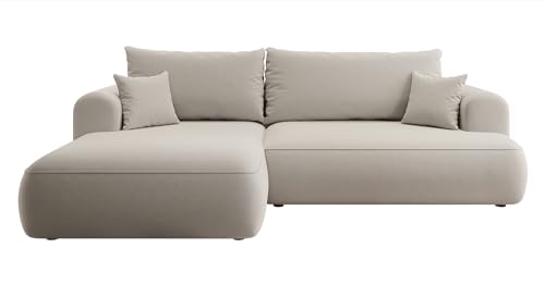 Selsey OVO - Ecksofa mit Schlaffunktion, Bettkasten, Ottomane Links, Easy-Clean-Veloursbezug in Cremeweiß Selsey OVO - Ecksofa mit Schlaffunktion, Bettkasten, Ottomane Links, Easy-Clean-Veloursbezug in Cremeweiß von Selsey
