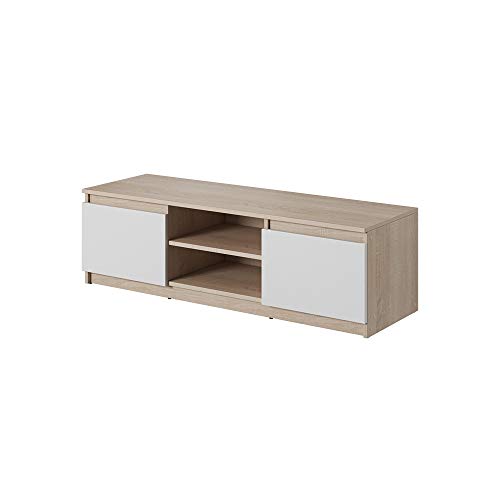 Selsey Permys - Fernsehschrank/TV-Lowboard in Matt 120cm (Sonoma Eiche/Weiß Matt, ohne LED) von Selsey